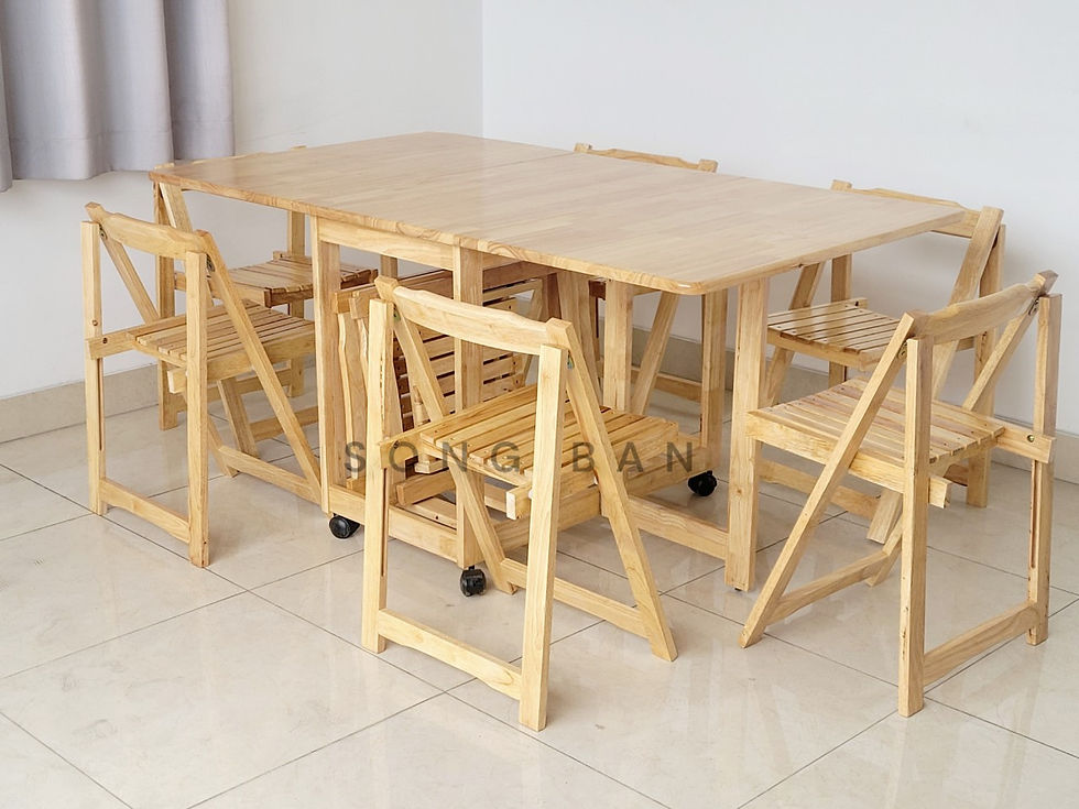Hình thu nhỏ: Bàn Ăn Gỗ Xếp Gọn 90x1m6 Thông Minh Dày Dặn - Hàng VN Xuất Khẩu