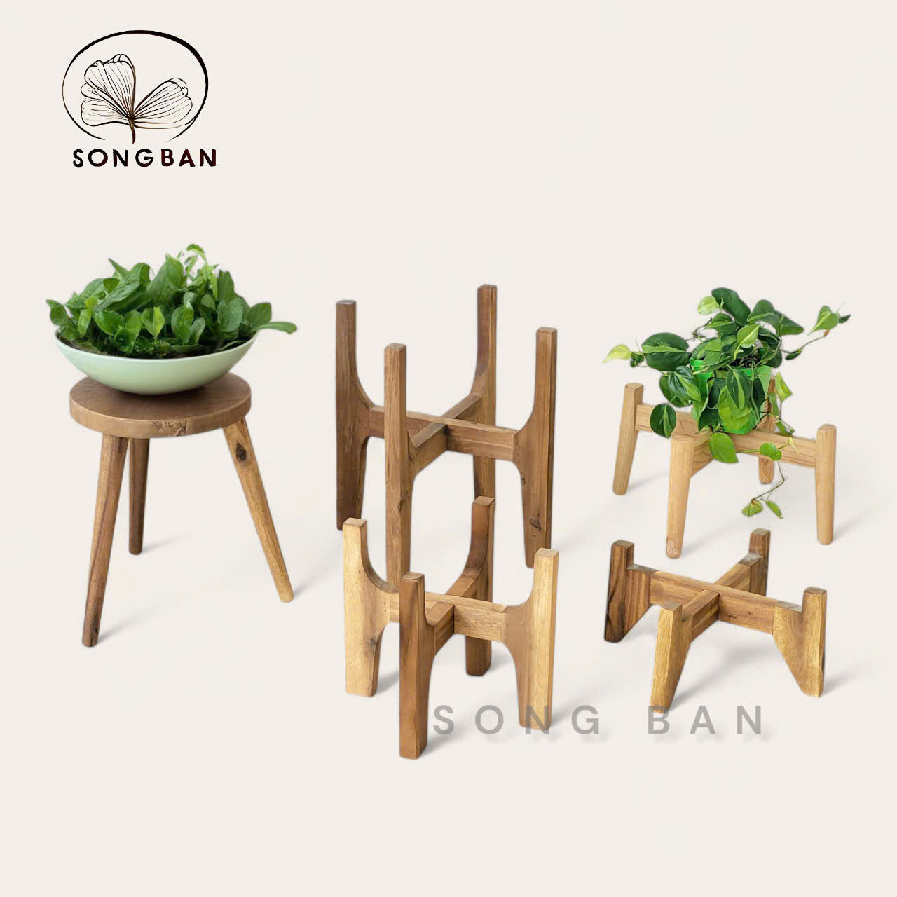 Chân Đế Gỗ Để Chậu Cây Decor Trang Trí Trong Nhà Hoặc Ngoài Trời