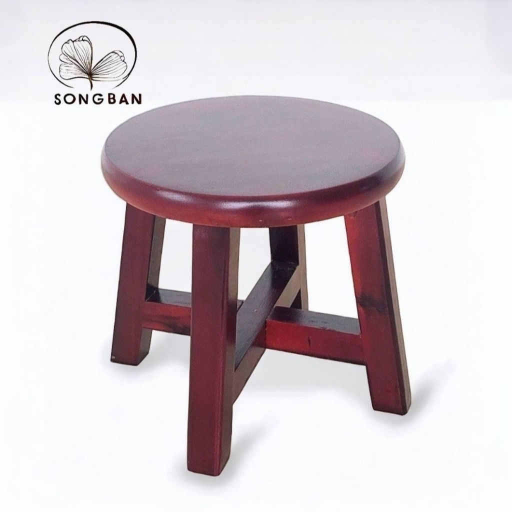 Ghế Đôn Gỗ Mặt Tròn Cao 24.5cm, Ghế Cafe Phố - Hàng VN Xuất Khẩu