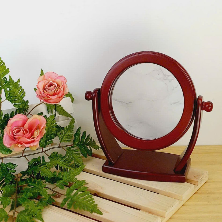 Hình thu nhỏ: Gương Trang Điểm, Gương Khung Gỗ Để Bàn Decor Trang Nhã SB01 - Hàng VN Xuất Khẩu