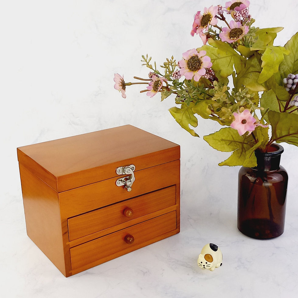 Hình thu nhỏ: Hộp Nữ Trang Gỗ Nhiều Màu Có Gương Có Khóa 18x14 cm Xinh Xắn