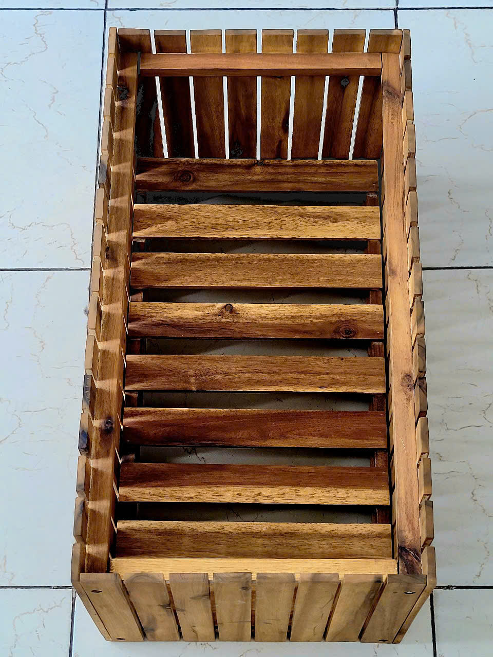 Hình thu nhỏ: Chậu Khay Gỗ Trồng Cây Hình Trụ Tròn/Chữ Nhật Decor Sân Vườn Nhà Cửa