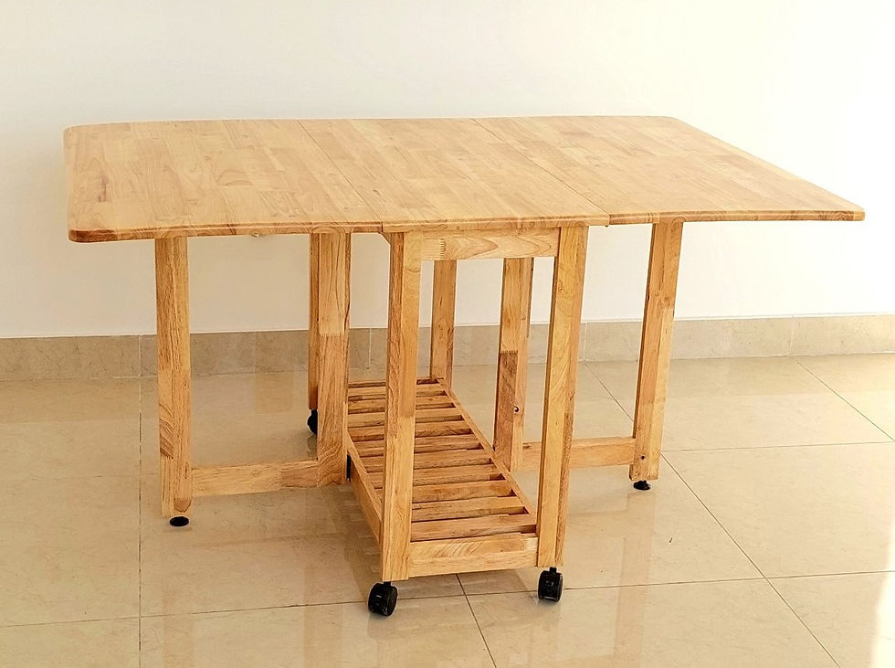 Hình thu nhỏ: Bàn Ăn Gỗ Cao Su Xếp Gọn 90x1m4 Thông Minh Dày Dặn - Hàng VN Xuất Khẩu
