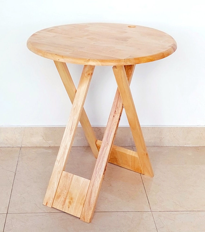 Hình thu nhỏ: Bàn Gỗ Cao Su Xếp D60cm Cao 75cm Tiện Dụng Chắc Chắn - Hàng VN Xuất Khẩu