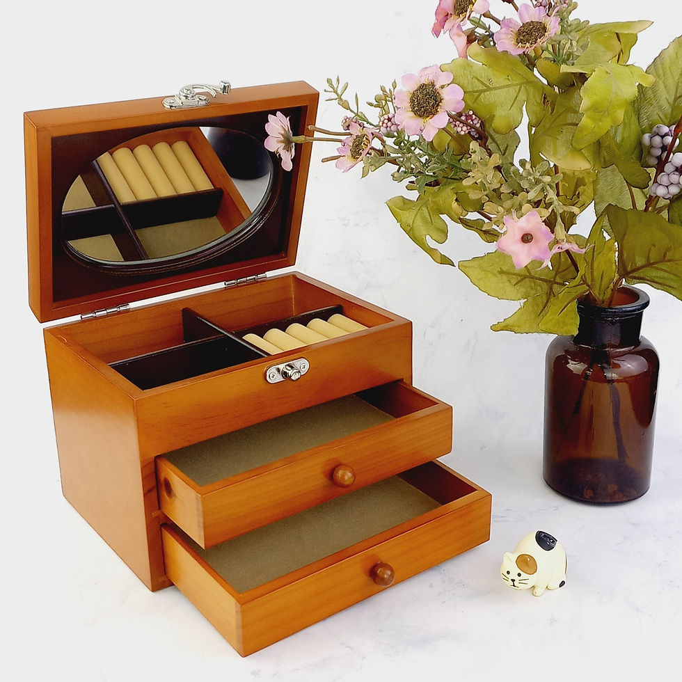 Hình thu nhỏ: Hộp Nữ Trang Gỗ Nhiều Màu Có Gương Có Khóa 18x14 cm Xinh Xắn