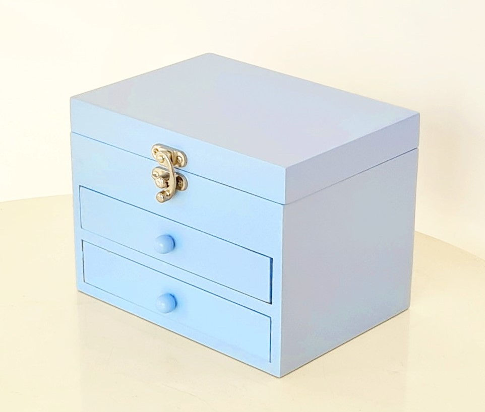Hình thu nhỏ: Hộp Nữ Trang Gỗ Nhiều Màu Có Gương Có Khóa 18x14 cm Xinh Xắn