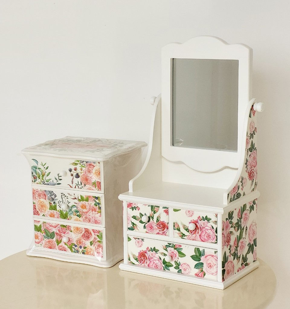 Hình thu nhỏ: Hộp Nữ Trang Gỗ Có Gương Loại Lớn 25.5 x 46 cm Trang Nhã - Hàng VN Xuất Khẩu