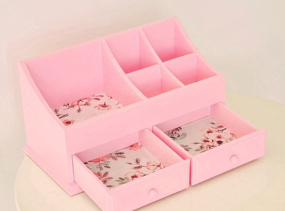 Hình thu nhỏ: Hộp Gỗ Để Nữ Trang Nhiều Màu, Mỹ Phẩm Loại Lớn 34x18cm, Kệ Gỗ Đa Năng Có Hộc
