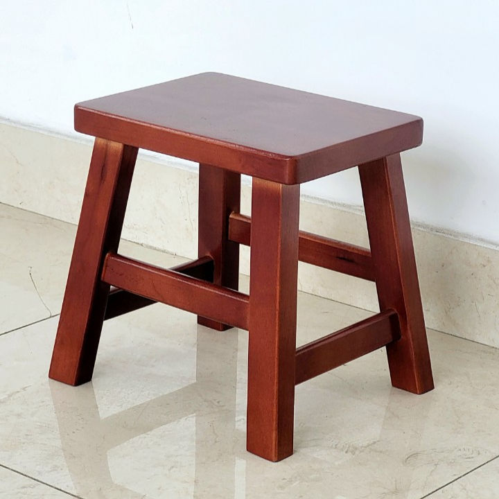 Hình thu nhỏ: Ghế Đôn Gỗ Cao Su Cao 30cm, Ghế Đẩu Gỗ Mặt Chữ Nhật - Hàng VN Xuất Khẩu