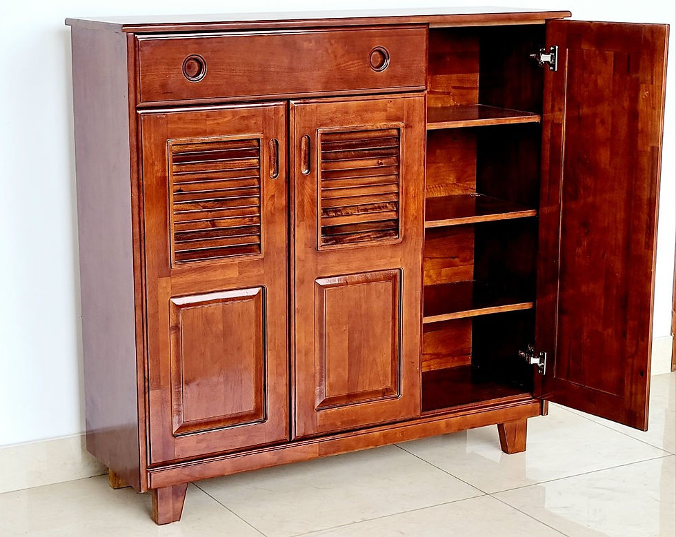 Hình thu nhỏ: Tủ Giày Gỗ Ngang 120cm 3 Cánh Có Hộc, Tủ Trang Trí Gỗ Cao Su