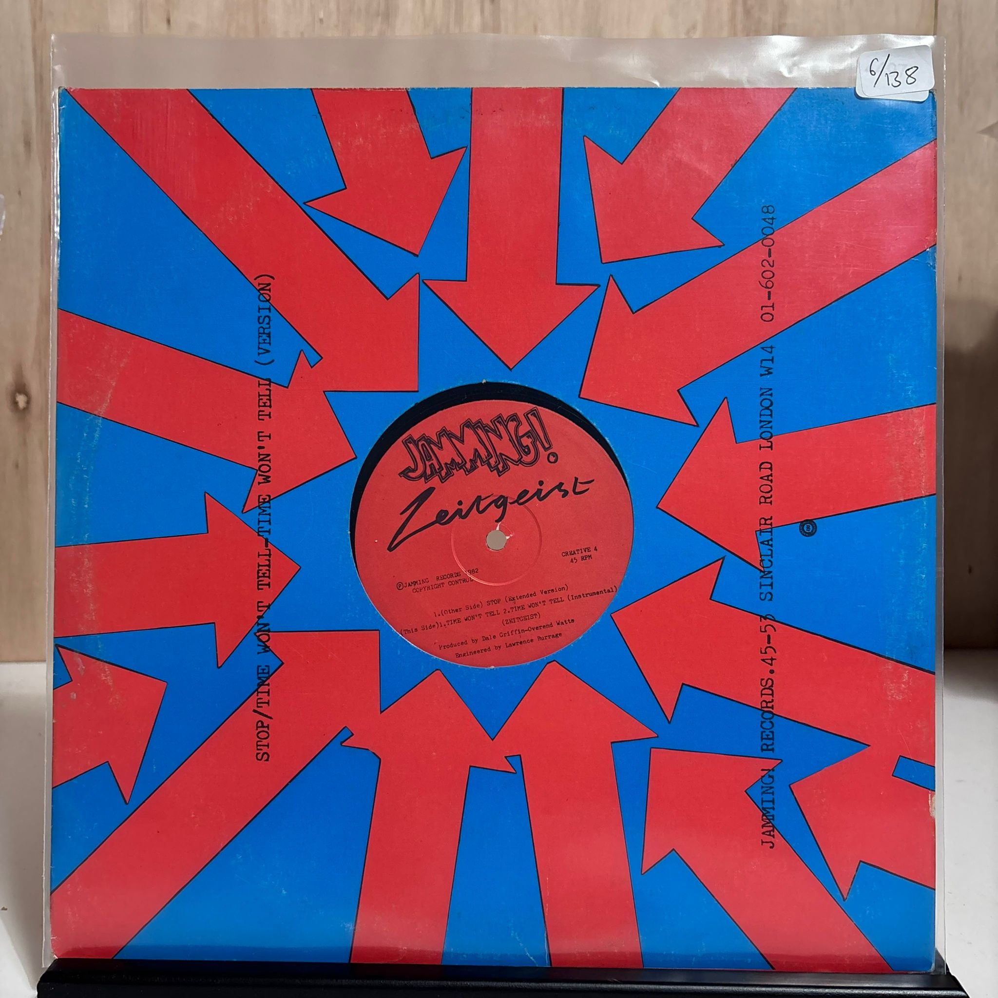 Zeitgeist Stop Time Won’t Tell 1982 12” Vinyl - VG+/VG+