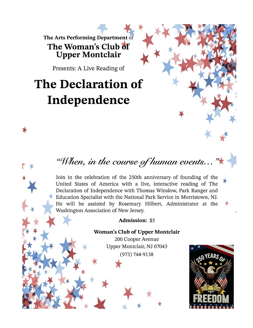 Celebrating 250 Years of America: Live Reading of The Declaration of Independence