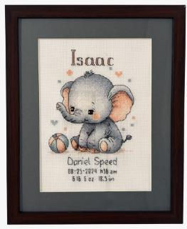 Thumbnail: Personalized Embroidered Children's Wall Art: Elephant Nursery Decor