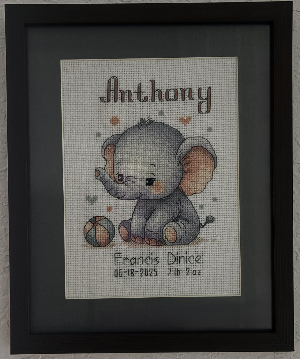 Thumbnail: Personalized Embroidered Children's Wall Art: Elephant Nursery Decor