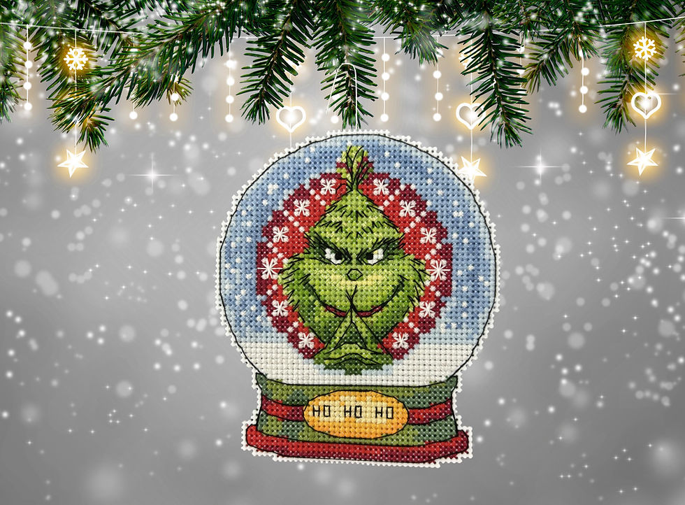 Thumbnail: Handcrafted Grinch Snow Globe Ornament - Wrap Yourself in Holiday Cheer!