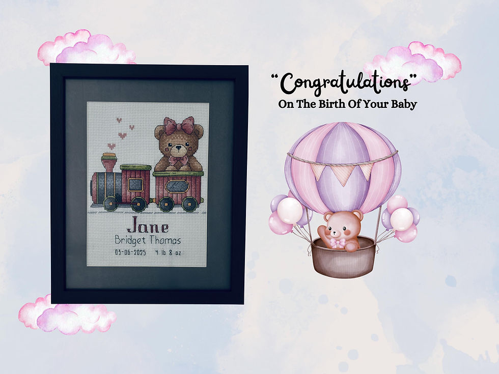 Thumbnail: Personalized Embroidered Children's Wall Art: Teddy Bear Nursery Decor