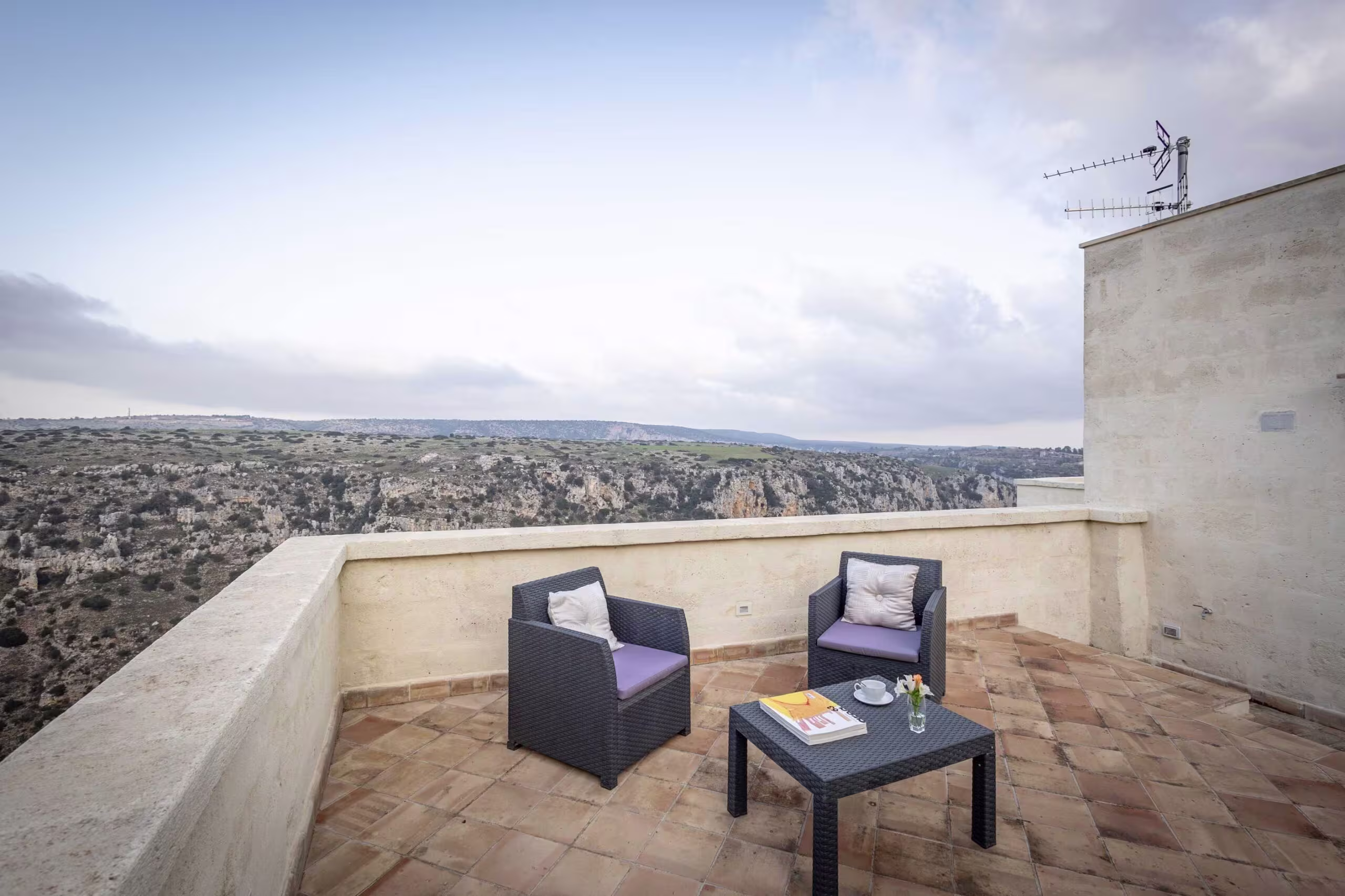 Panoramic terrace at L'Antica Conceria in Matera, Italy