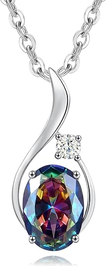 FANCIME 14K White Gold Alexandrite Necklace
