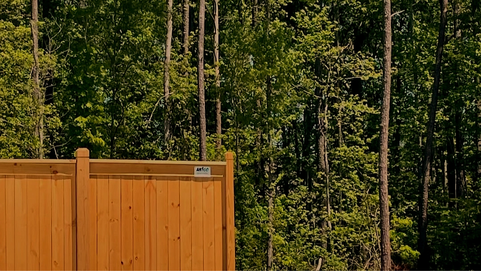 wooden fence with forest in the background