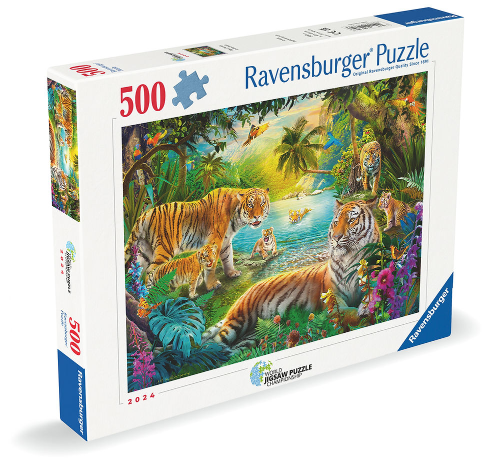 Miniatura: Tiger Family in the oasis - WJPC (500 piezas)