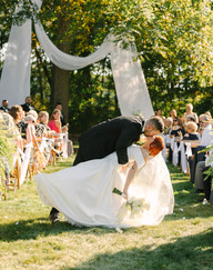 Perfect summer backyard wedding in Michigan with timeless white and greenery decor and vintage details