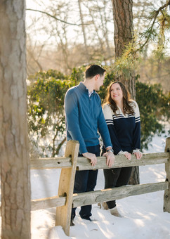 Snowy engagement photos in Ann Arbor Michigan at Nichols Arboretum