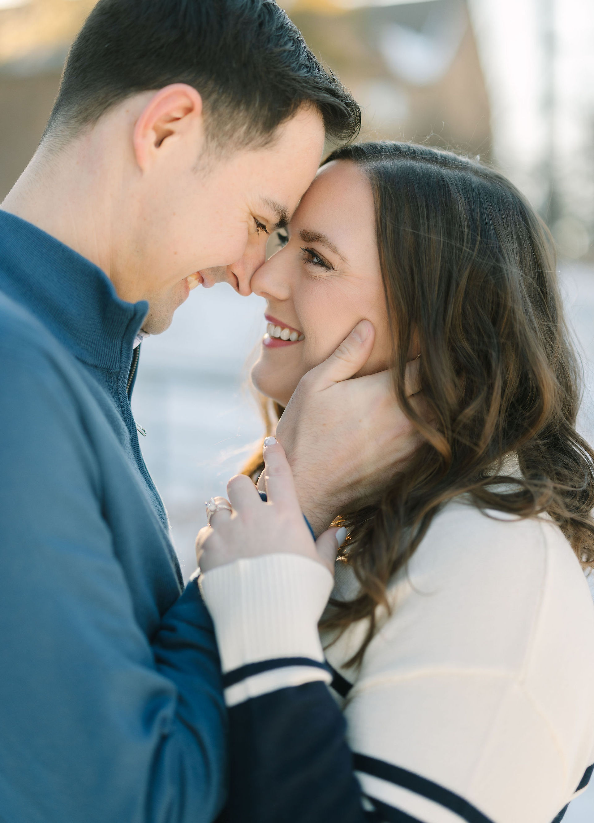 Snowy engagement photos in Ann Arbor Michigan at Nichols Arboretum