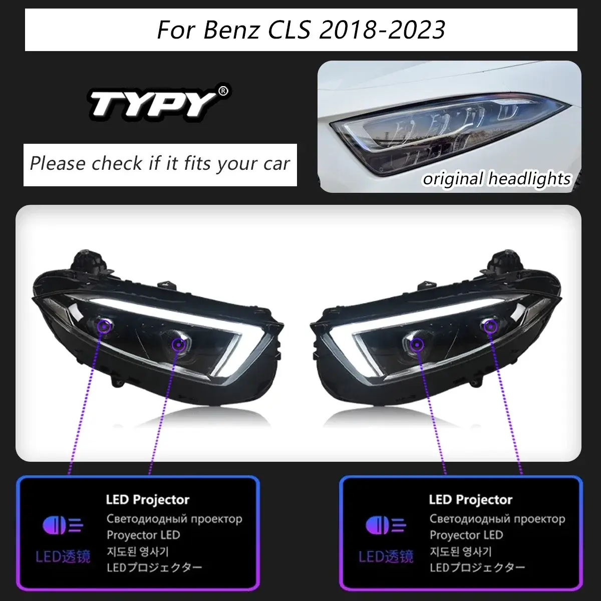 TYPY New LED Head Lamp Upgrade Modified For Mercedes Benz CLS C257 2018-2023 Dyn