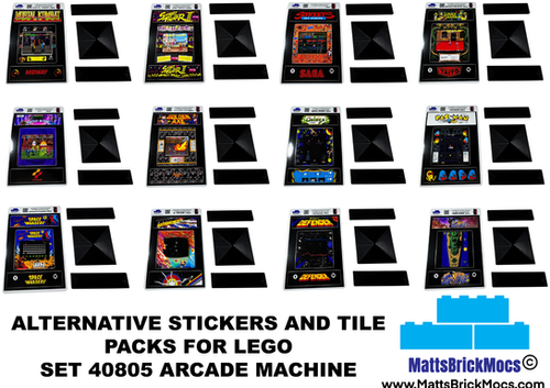 Alternative Game Stickers And Tiles for LEGO Set 40805 Arcade