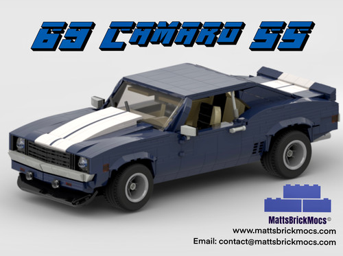 Lego MOC-69 Camaro SS 16 stud wide-Custom Model-PDF Instructions