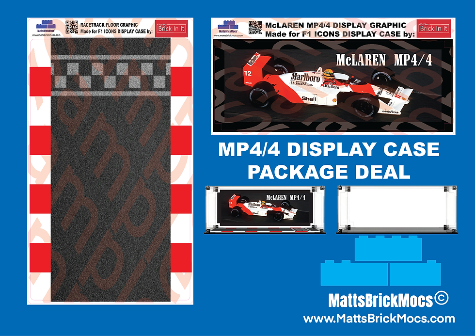 Display Case For Lego Icon F1 Sets and F1 MOCS McLaren MP4/4 Display Package deal