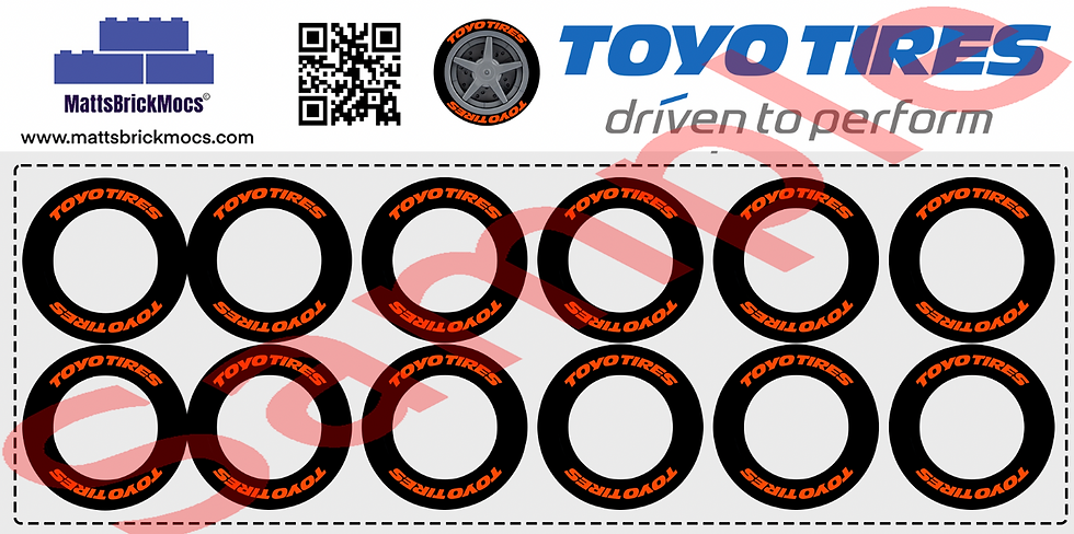 Thumbnail: Lego Tire Tyre Stickers Toyo Orange