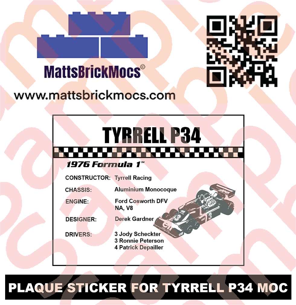Thumbnail: Stickers and Accessories for The Tyrrell P34 F1 MOC by Bentobrick