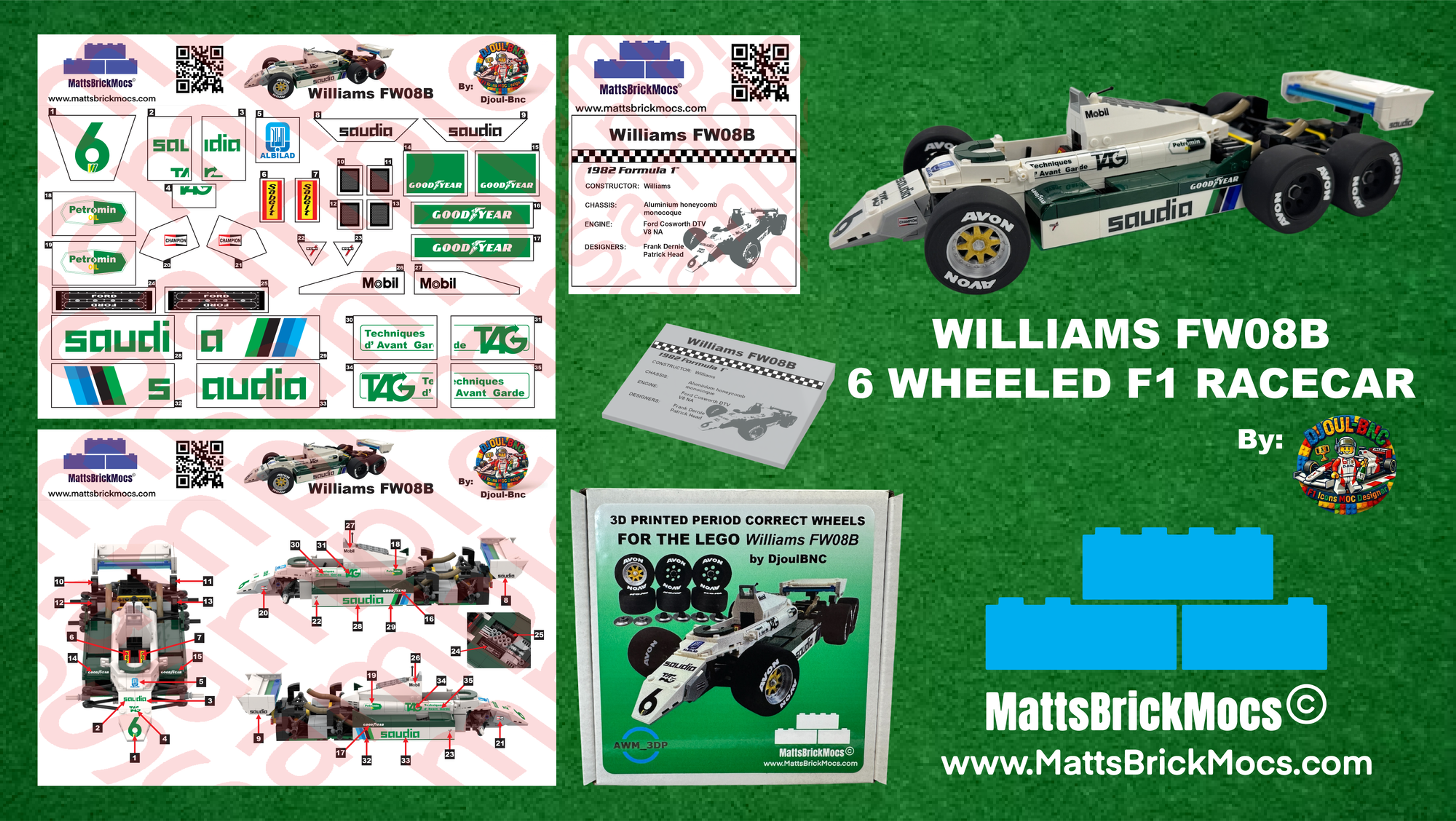 Stickers and Wheels options for The 1982 Williams Ford Cosworth FW08B MOC 267711