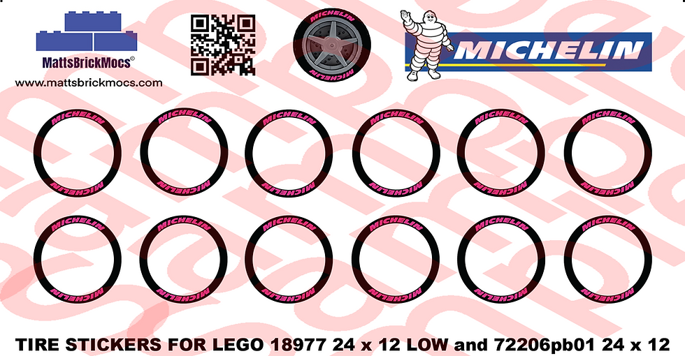 Thumbnail: NEW MICHELIN Tire / Tyre STICKERS to fit Lego Speed Champion size 24x12