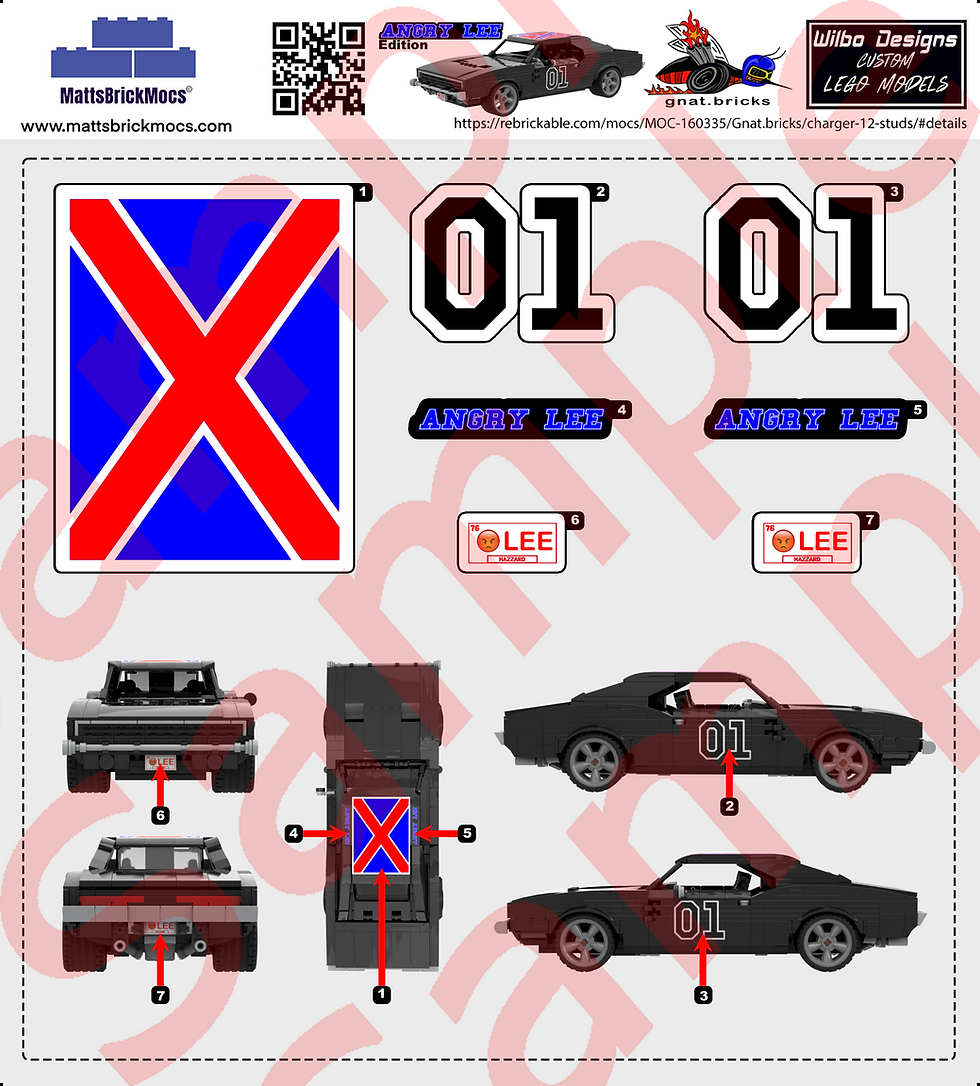 Lego Moc Charger Black Angry Lee Stickers Gnat,Bricks