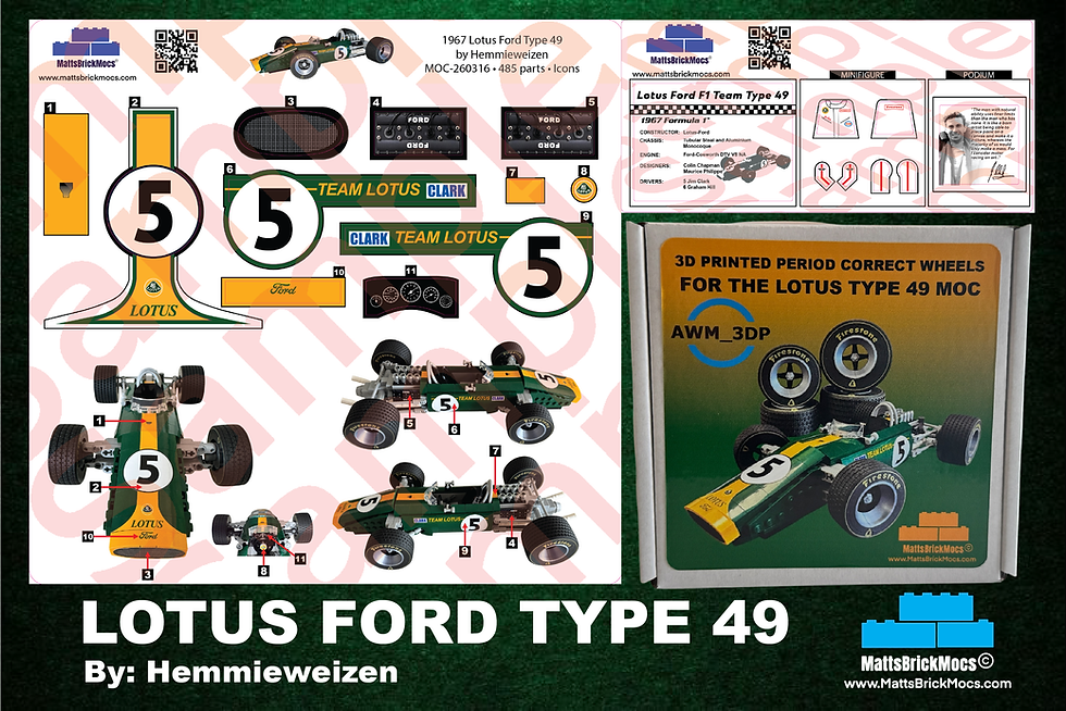 Stickers and Accessories For The LOTUS FORD TYPE 49 LEGO MOC 260316 by Hemmieweizen