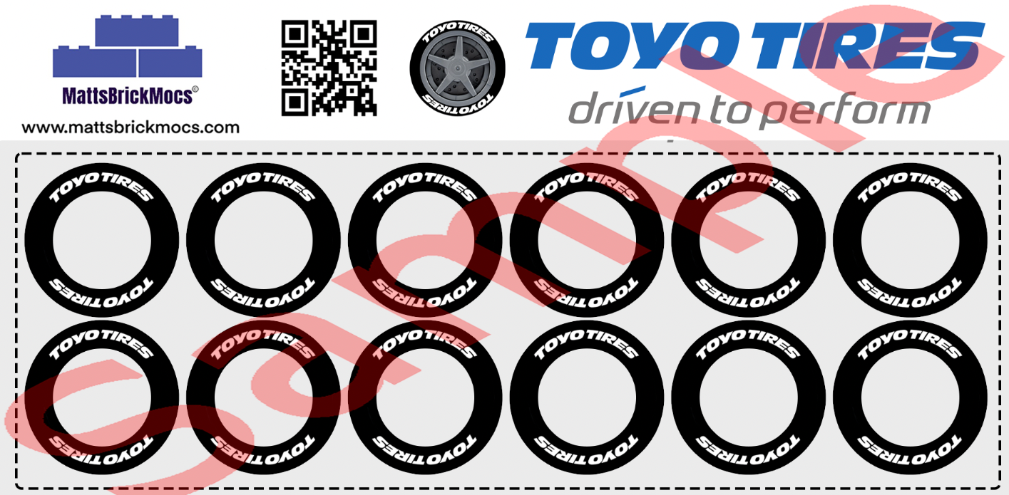 Lego Tire Tyre Stickers Toyo White