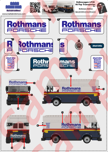 Lego Stickers MOC-157470 Rothmans Livery JMPmodels VW LT35 Hi-Top ...