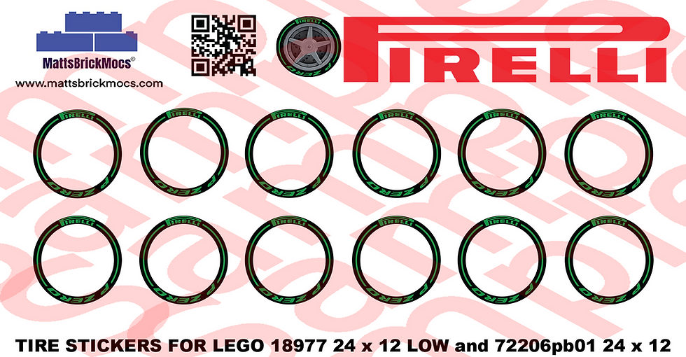 Thumbnail: NEW  PIRELLI Tire / Tyre Stickers to fit Lego Speed Champion size 24x12