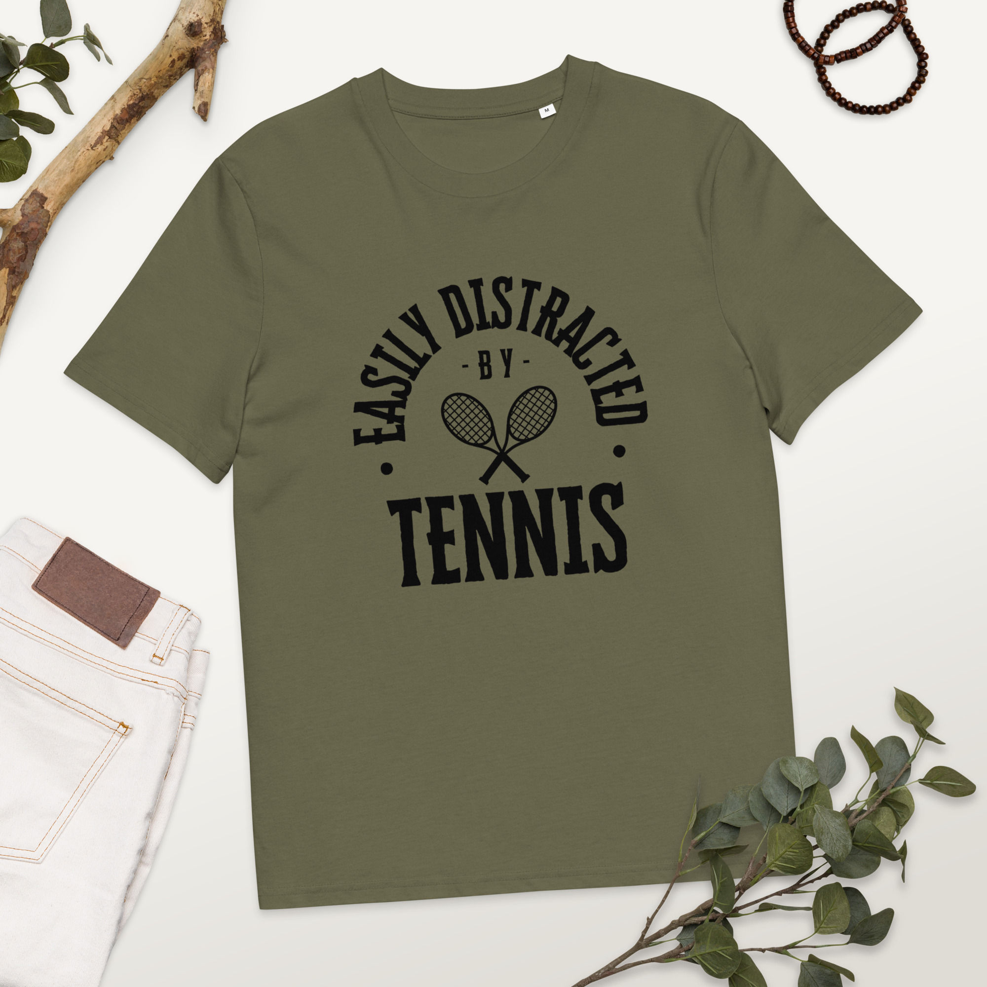 Easily Distracted by Tennis Unisex organic cotton t-shirt