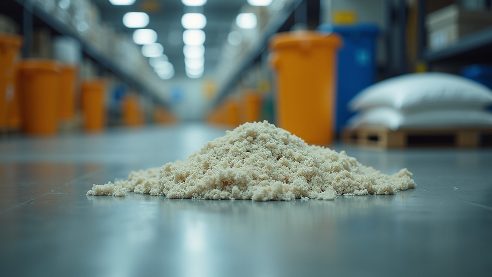 Eye-level view of spill containment kit with absorbent materials