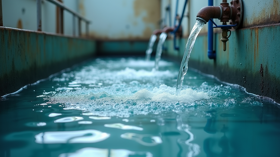 High angle view of a biological treatment tank with aeration