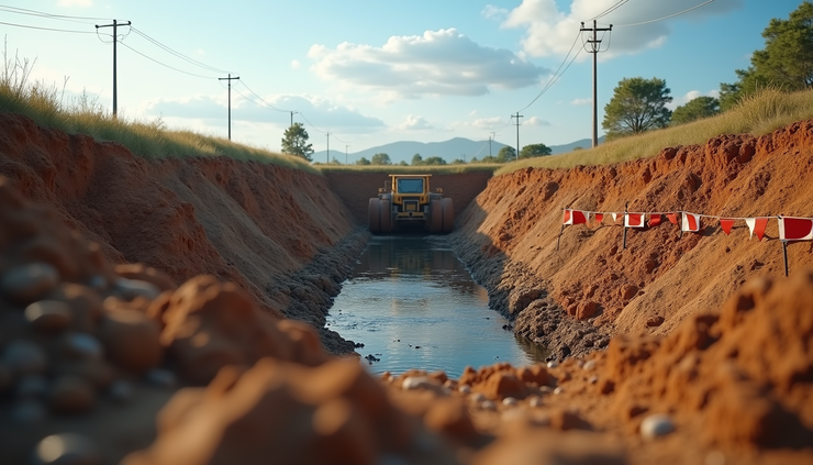 Eye-level view of a TIUGA underground storage tank installation site