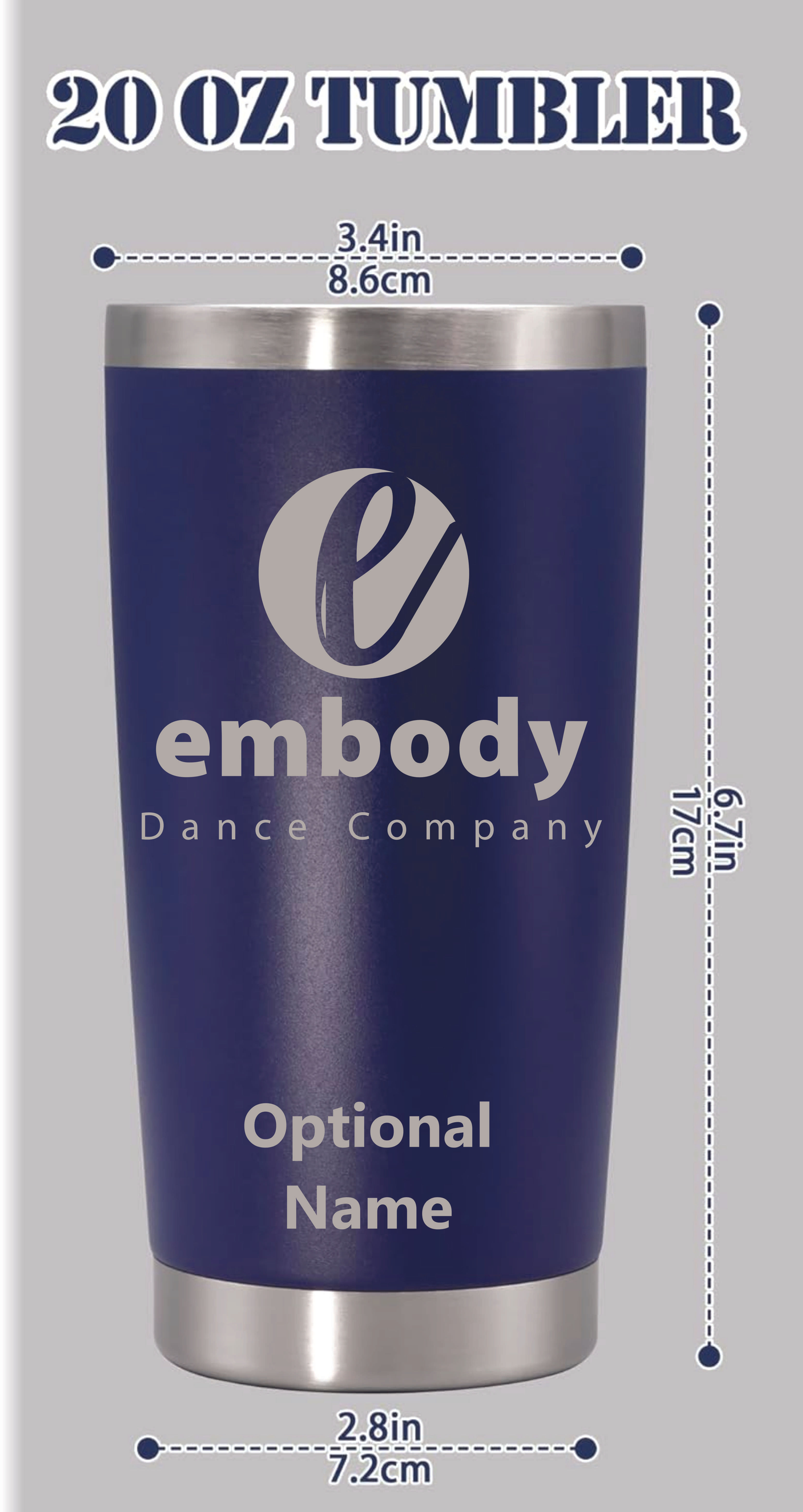Embody Dance Laser engraved 20oz tumbler