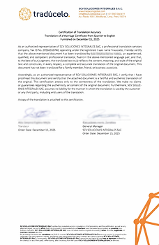 Certificate of Accuracy