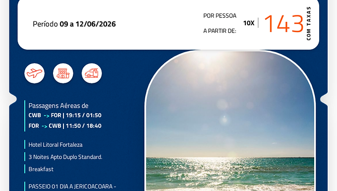 PACOTE COMPLETO PARA FORTALEZA - CE 