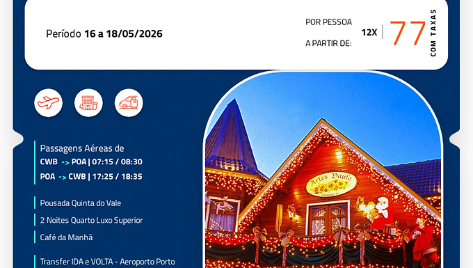 PACOTE COMPLETO PARA GRAMADO - RS 