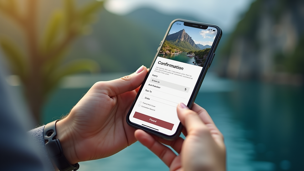 Close-up view of a smartphone screen showing a tour booking confirmation