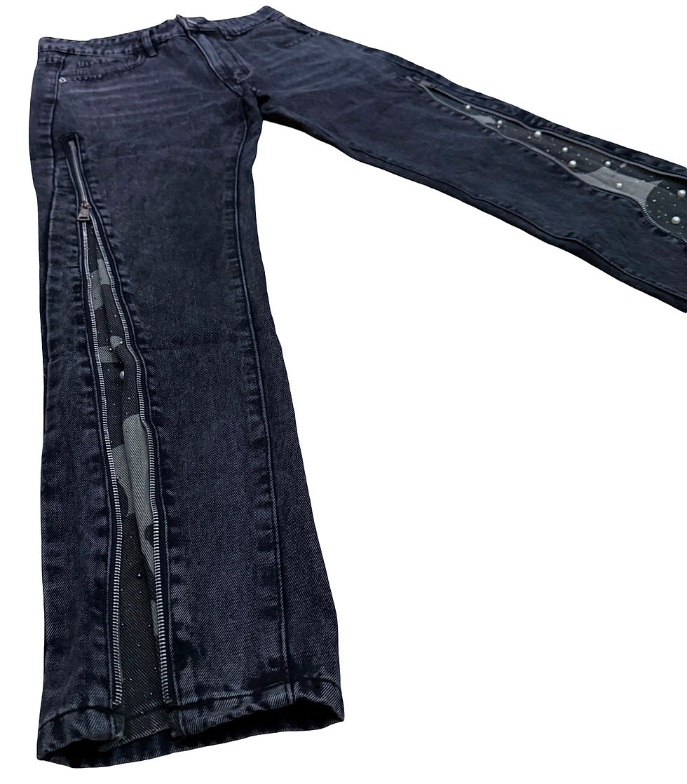 Miniatura: Jeans Flare Zip Military Diamond